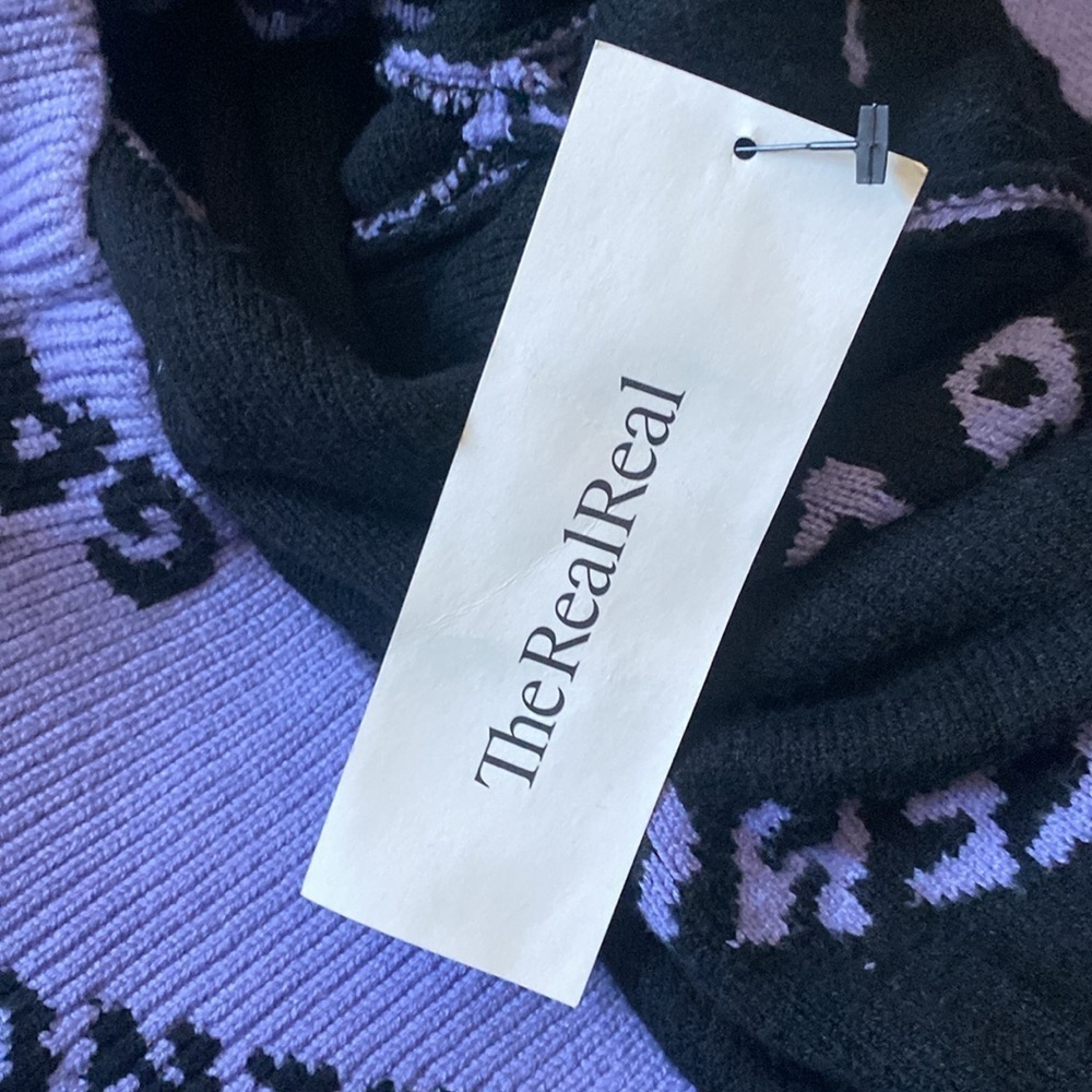 Balenciaga Purple Knit Sweater with Black Allover Logo in Size large - Picture 9 of 15